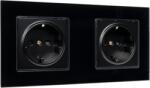 ELMARK German Type Double Socket 16a Glass Frame Black (195026/bl)