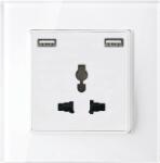 ELMARK Multi-funct. Socket 16a With 2xusb Glass Frame Wh (195025/wh)