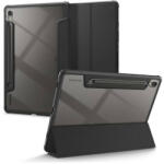 Samsung Tab S9 11.0 SM-X710 / X716B, mappa tok, légpárnás sarok, közepesen ütésálló, érintőceruza tartóval, Trifold, Spigen Ultra Hybrid Pro, átlátszó/fekete