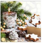 Ambiente Szalvéta Ambiente karácsonyi Birchwooden Candle 33x33cm, 20db/csomag