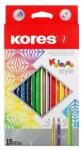 Kores Színes ceruza készlet Kores háromszögletű, Kolores Style 15 különböző szín