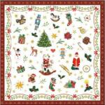 Ambiente Szalvéta karácsonyi 25x25cm Ornaments all over red 20db/csomag 3 rétegű