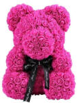 Aranjamente florale - Ursulet floral fucsia din trandafiri 40 cm, decorat manual, in cutie cadou Aranjament floral