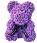 Aranjamente florale - Ursulet floral mov din trandafiri 40 cm, decorat manual, in cutie cadou Aranjament floral