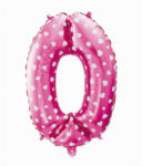 Godan Pink with Hearts, Rózsaszín 0-ás szám fólia lufi 61 cm (MLG105827)