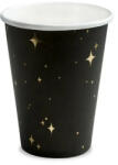 Partydeco Papírpohár 2, 6 dl 6db Fekete, Arany csillagokkal (LUFI759257)