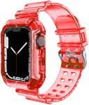 SmartWatcherz Átlátszó Szilikon Apple Watch Szíj és Tok - Piros, 38mm, 40mm, 41mm (95593)