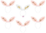 D&D Hajráf nyuszifüllel "Bride Babes" felirattal műanyag 29x25cm rózsaszín, fehér 6-db-os szett (OP23)