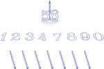 Metaltex Kék szülinapi gyertya szett 8 szálgyertyával, tartóval és műanyag számokkal