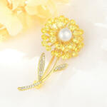  Csodaszép virágszál bross arany bevonattal, cirkónia kristályokkal (0146. ) (XR08369F)