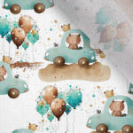 Takoy Dupla géz prémium bambusz pamuttal türkiz autók és lufik