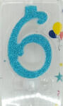 Balloons4party Lumanare tort cifra 6 cu sclipici 7 cm