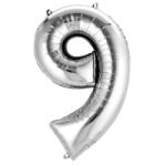 Grabo Balon folie cifra 9 argintiu 66cm