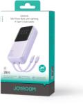 JOYROOM powerbank 30W 10000mAh beépített Lightning és USB-C kábel lila (JR-PBC06)