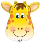QUALATEX 14 inch-es Jolly Giraffe - Zsiráf Fej Fólia Lufi pálcán masnival