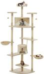 vidaXL Ansamblu pisici cu stâlpi din funie sisal, 203 cm, bej și alb (170527) - comfy