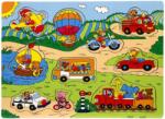 Sunman Puzzle din lemn, Gasiti si conectati animalele si vehiculele, 7, 8 piese (S01003615_001w) Puzzle
