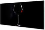  tulup. hu Konyhai üveg panel Fekete háttér egy pohár bor 125x50 cm