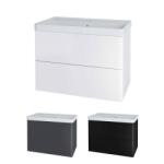 Mereo Mereo, Siena, fürdőszoba szekrény kerámia mosdóval 81 cm, fehér, antracit, fekete, MER-CN441 (MER-CN441)