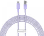  USB Type-C töltő- és adatkábel, Lightning, 200 cm, 2400 mA, 20W, gyorstöltés, cipőfűző minta, Baseus Explorer, CATS010305, lila