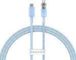  USB Type-C töltő- és adatkábel, Lightning, 100 cm, 2400 mA, 20W, gyorstöltés, cipőfűző minta, Baseus Explorer, CATS010203, világoskék
