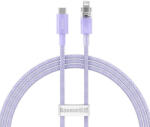  USB Type-C töltő- és adatkábel, Lightning, 100 cm, 2400 mA, 20W, gyorstöltés, cipőfűző minta, Baseus Explorer, CATS010205, lila