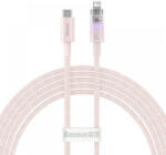  USB Type-C töltő- és adatkábel, Lightning, 200 cm, 2400 mA, 20W, gyorstöltés, cipőfűző minta, Baseus Explorer, CATS010304, rózsaszín