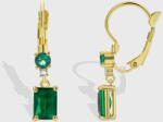  Arannyal bevont karika fülbevaló függő téglalap alakú zöld CZ kristállyal (0412. ) (12WS276934E)