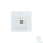 Smarthugo Egyes Fehér Üvegkeretes Dupla USB Csatlakozó (sh100411)