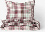 Goldea lenjerie de pat din 100% bumbac - carouri maro și albe 140 x 220 și 50 x 70 cm Lenjerie de pat
