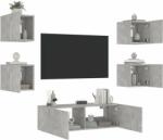 vidaXL 5 darab betonszürke falra szerelhető TV-szekrény LED-del (3216863) - pepita