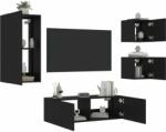 vidaXL 4 darab fekete falra szerelhető TV-szekrény LED-del (3216882) - pepita