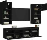 vidaXL 5 darab fekete szerelt fa fali TV-bútor LED-del (3216744) - pepita
