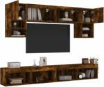 vidaXL 6 darab füstös tölgy színű szerelt fa TV-bútor LED-del (3216708) - pepita