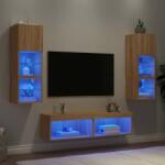 vidaXL 6 darab füstös tölgy színű szerelt fa TV-bútor LED-del (3216617) - pepita