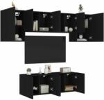 vidaXL 6 darab fekete szerelt fa falra szerelhető TV-bútor (3216440) - pepita