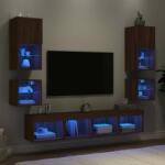 vidaXL 8 darab barna tölgyszínű szerelt fa TV-bútor LED-del (3216596) - pepita