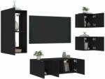 vidaXL 5 darab fekete szerelt fa fali TV-bútor LED-del (3216826) - pepita