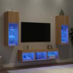 vidaXL 5 darab füstös tölgy színű szerelt fa TV-bútor LED-del (3216599) - pepita