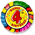  Szám, Számos lufi 18" 45cm - 4-es Happy 4th Birthday lufi (LUFI426512)