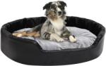 vidaXL Pat pentru câini, negru/gri, 90x79x20 cm, pluș/piele ecologică (171255) - comfy