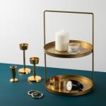 Asztali tároló polc, kerek, fém, arany - PERROQUET
