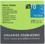 Info Notes Notes adeziv Info Notes 75*75MM 80file, Verde neon (IN565433)