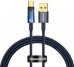  USB töltő- és adatkábel, USB Type-C, 100 cm, 6000 mA, 100W, gyorstöltés, cipőfűző minta, Baseus Explorer, CATS000203, sötétkék