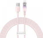  USB töltő- és adatkábel, Lightning, 200 cm, 2400 mA, gyorstöltés, cipőfűző minta, Baseus Explorer, CATS010104, rózsaszín
