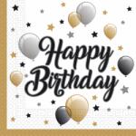 Elegáns Léggömbös Happy Birthday Szülinapi Parti Szalvéta - 33 cm x 33 cm, 20 db-os