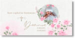 Personal Banner pentru botez cu fotografie - Pink Flowers Dimensiunea bannerului: 130 x 65 cm