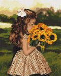 Ideyka Set pictura pe numere, cu sasiu, Fetita cu floarea soarelui, 40x50 cm (KHO4662) Carte de colorat
