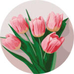 Ideyka Set pictura pe numere rotunda, cu sasiu, Lalele roz, O33cm (KHO-R1026) Carte de colorat