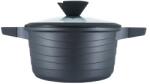 BFYH Oala aluminiu, capac din sticla cu maner de silicon diametru 20 cm, 2.7l, culoare black pro, cod 55872-20 (BFYH-61)